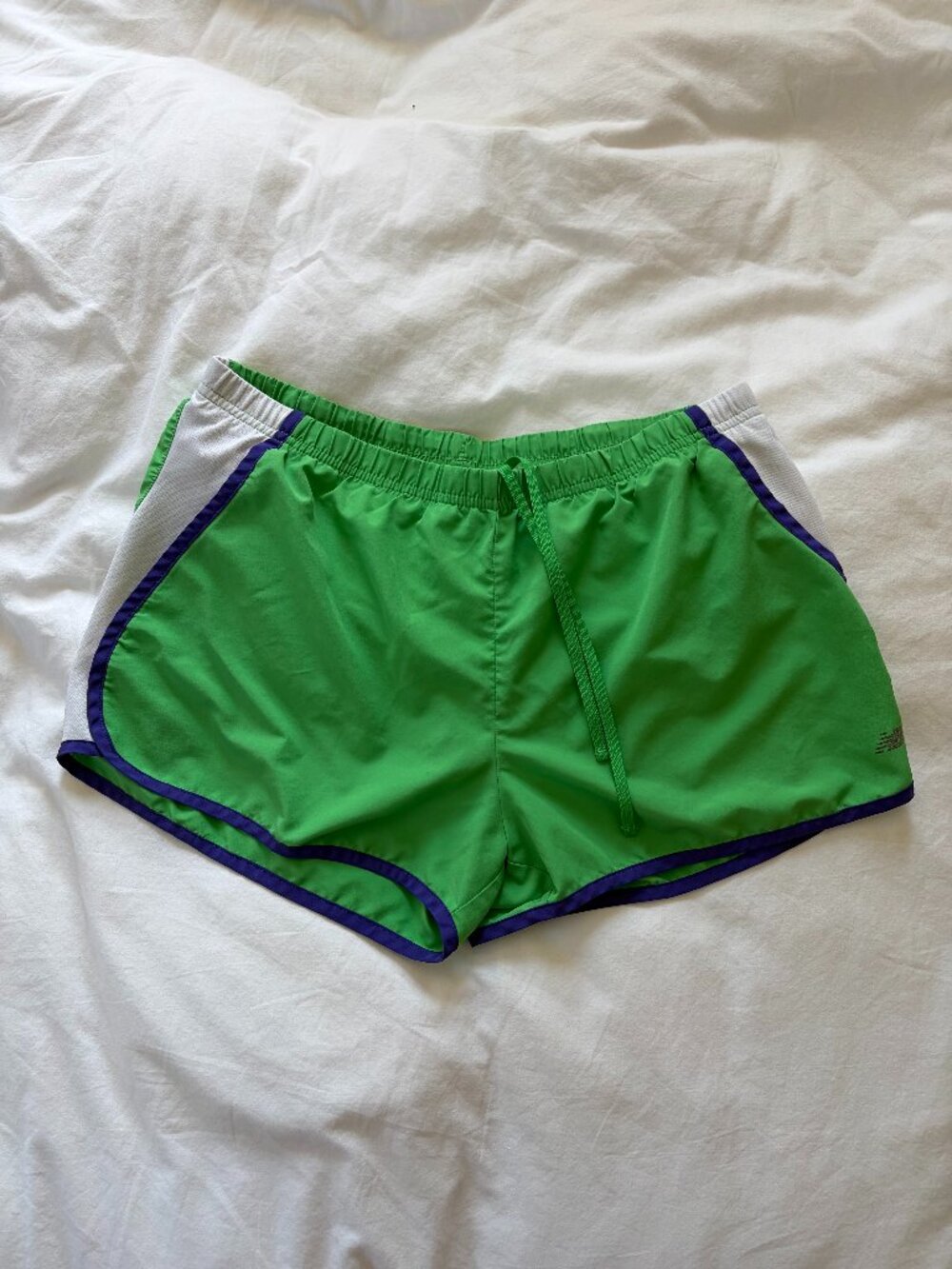 New Balance Women's Running/Athletic Shorts Green with Purple Trim - Size Large